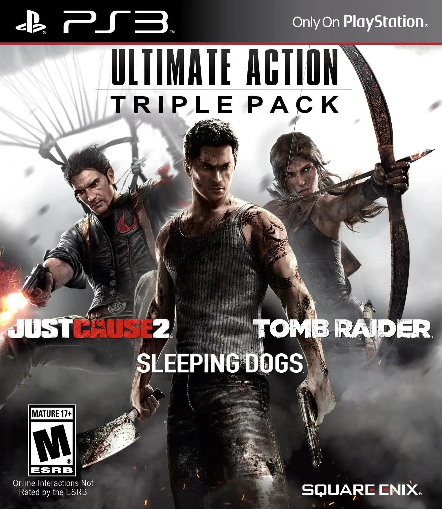 PS3 Ultimate Action Triple Pack Just Cause 2 Tomb Raider Sleeping Dogs