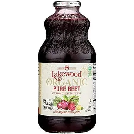 Lakewood Organic Pure Beet, Fresh Pressed, Beetroot, Bottle,Can, 32 Fl Oz, Pack of 6