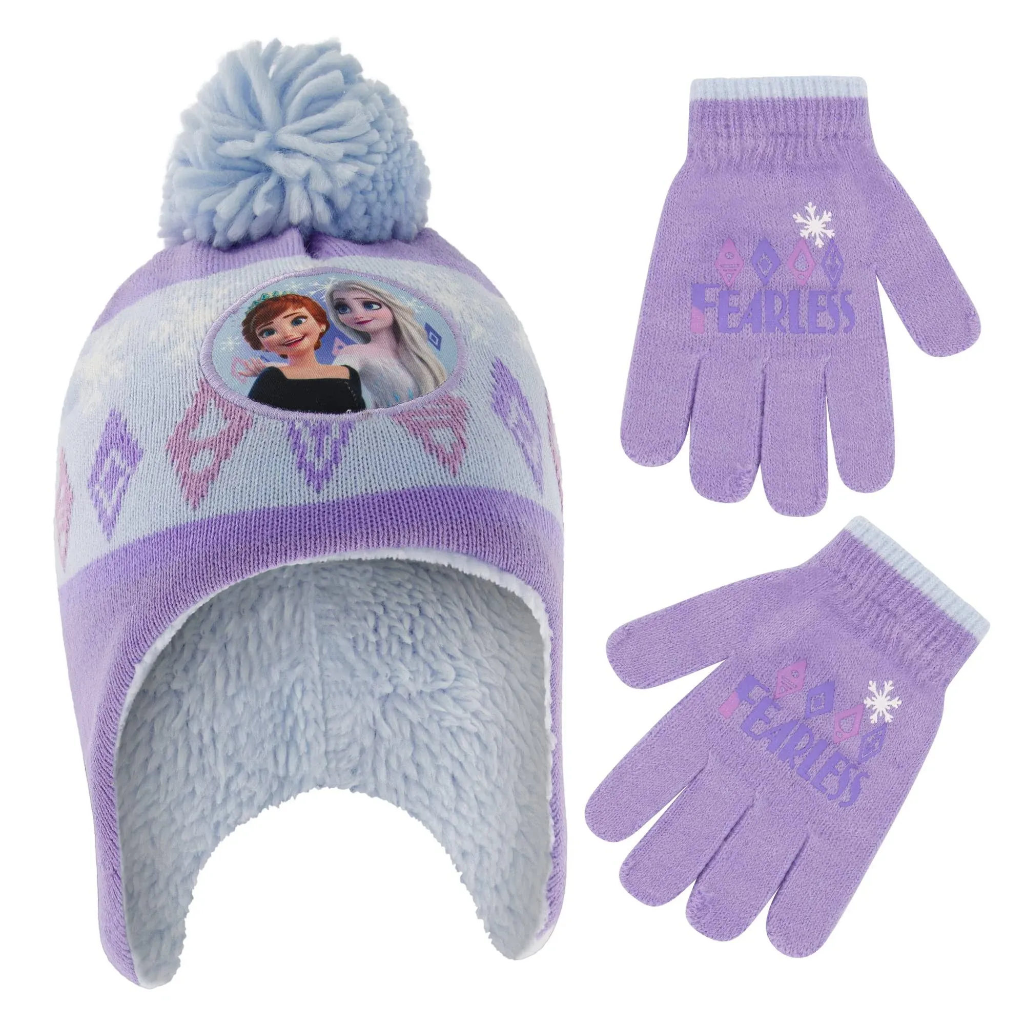 Disney Girls' Winter Earmuffs and Kids Set, Frozen 2 Ear Warmers Ages, Light Blue, Gloves-Age 4-7