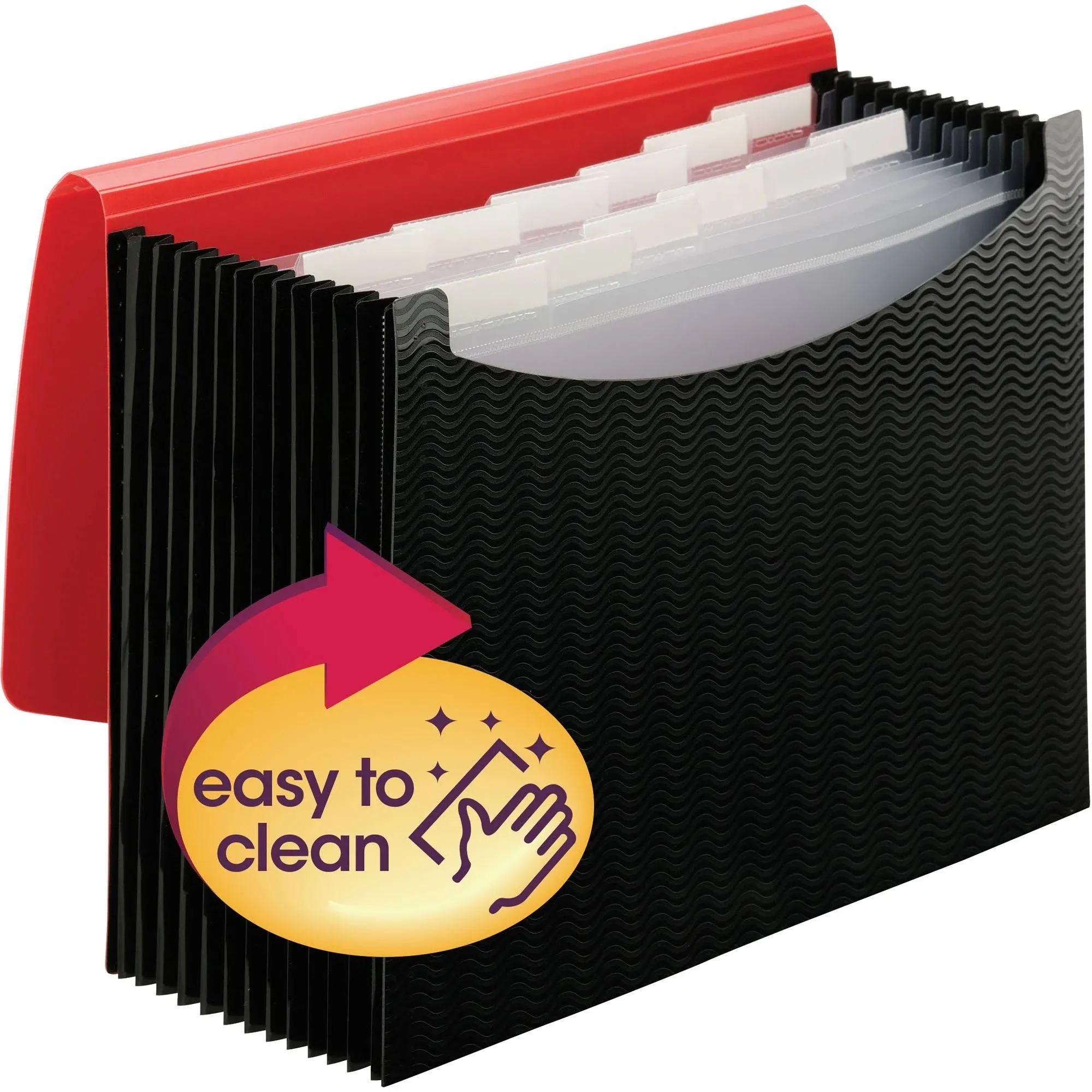 Smead 70866 Expanding File, 12 Pockets, Poly, Letter, Black/Red