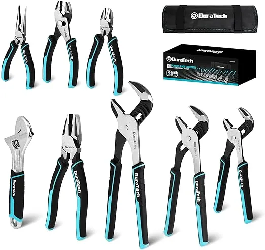 DuraTech 8-Piece Pliers Set with Rolling Pouch ,