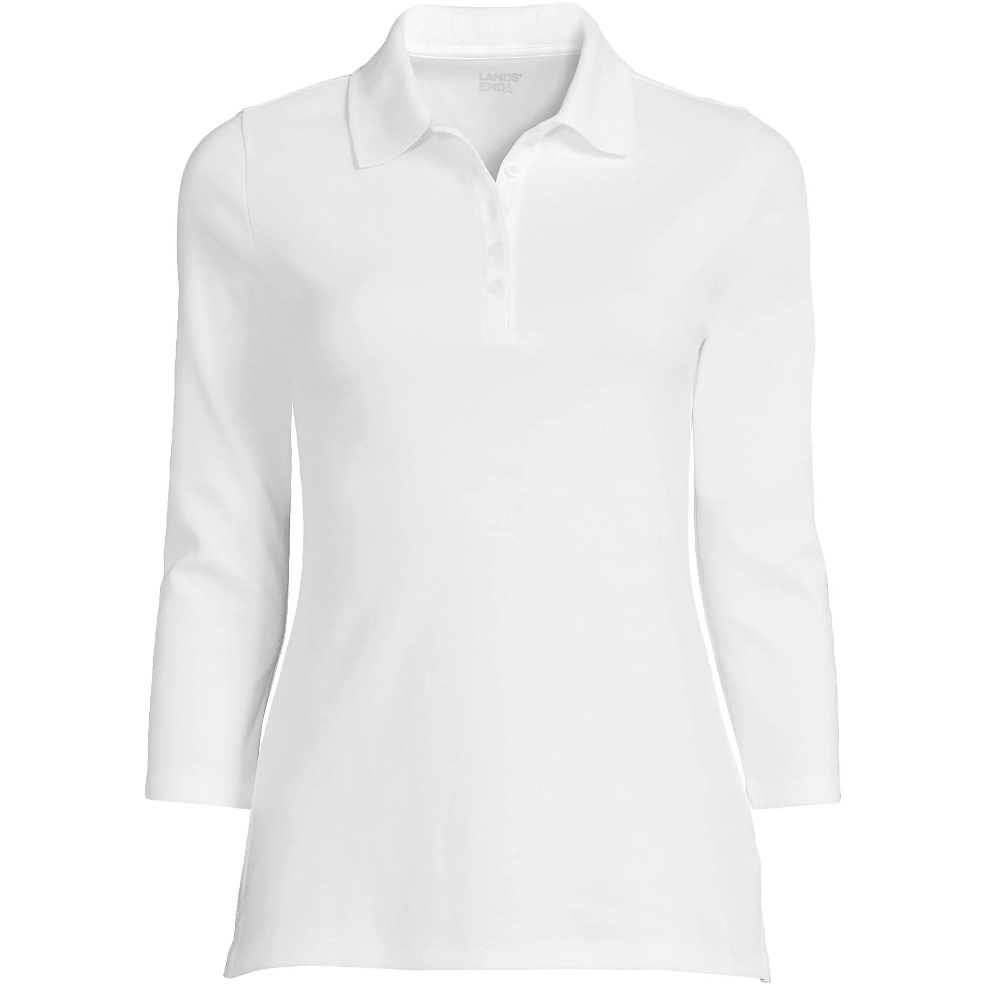 Lands' End Women's 3/4 Sleeve Cotton Interlock Polo