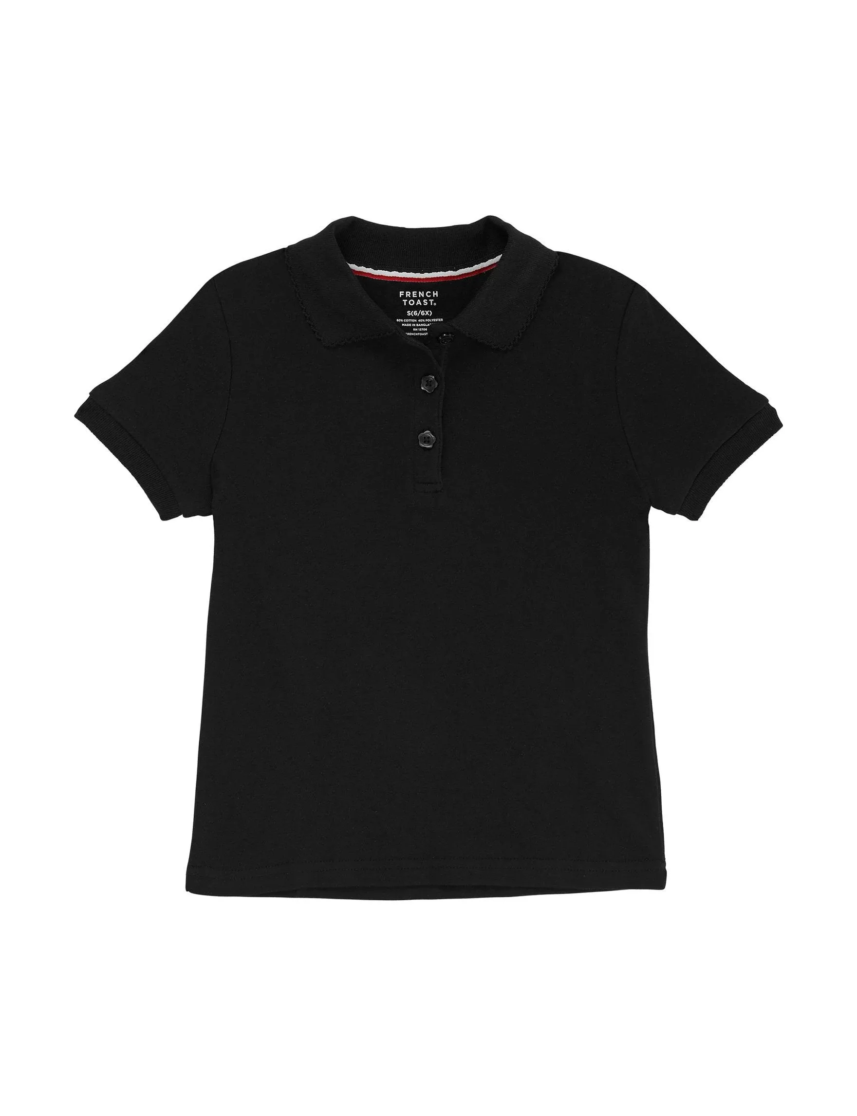 French Toast Girls Short Sleeve Interlock Polo with Picot Collar