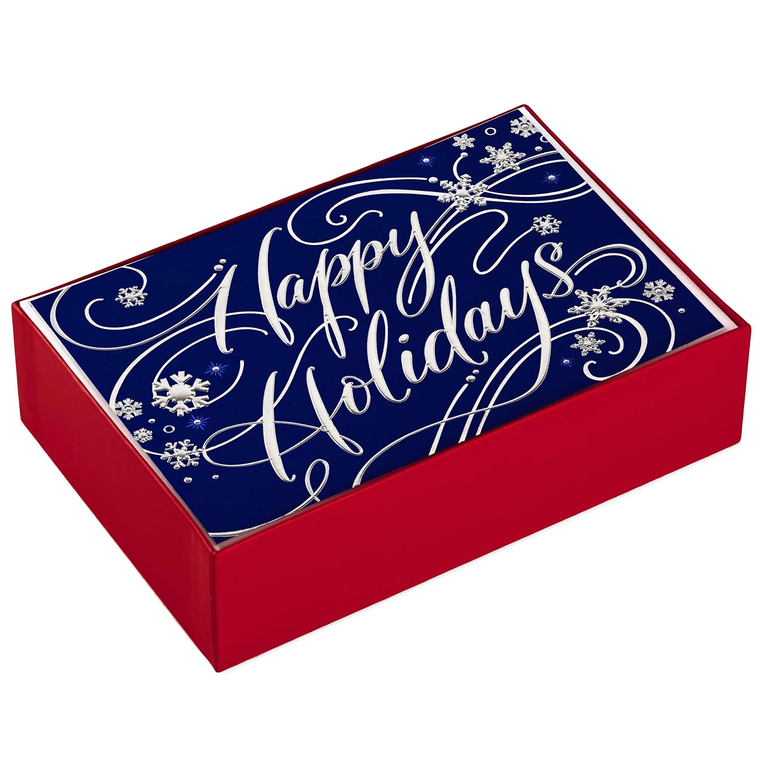 Hallmark Boxed Holiday Cards, blessing Happy Holidays (40 Blue and Silver Cards)