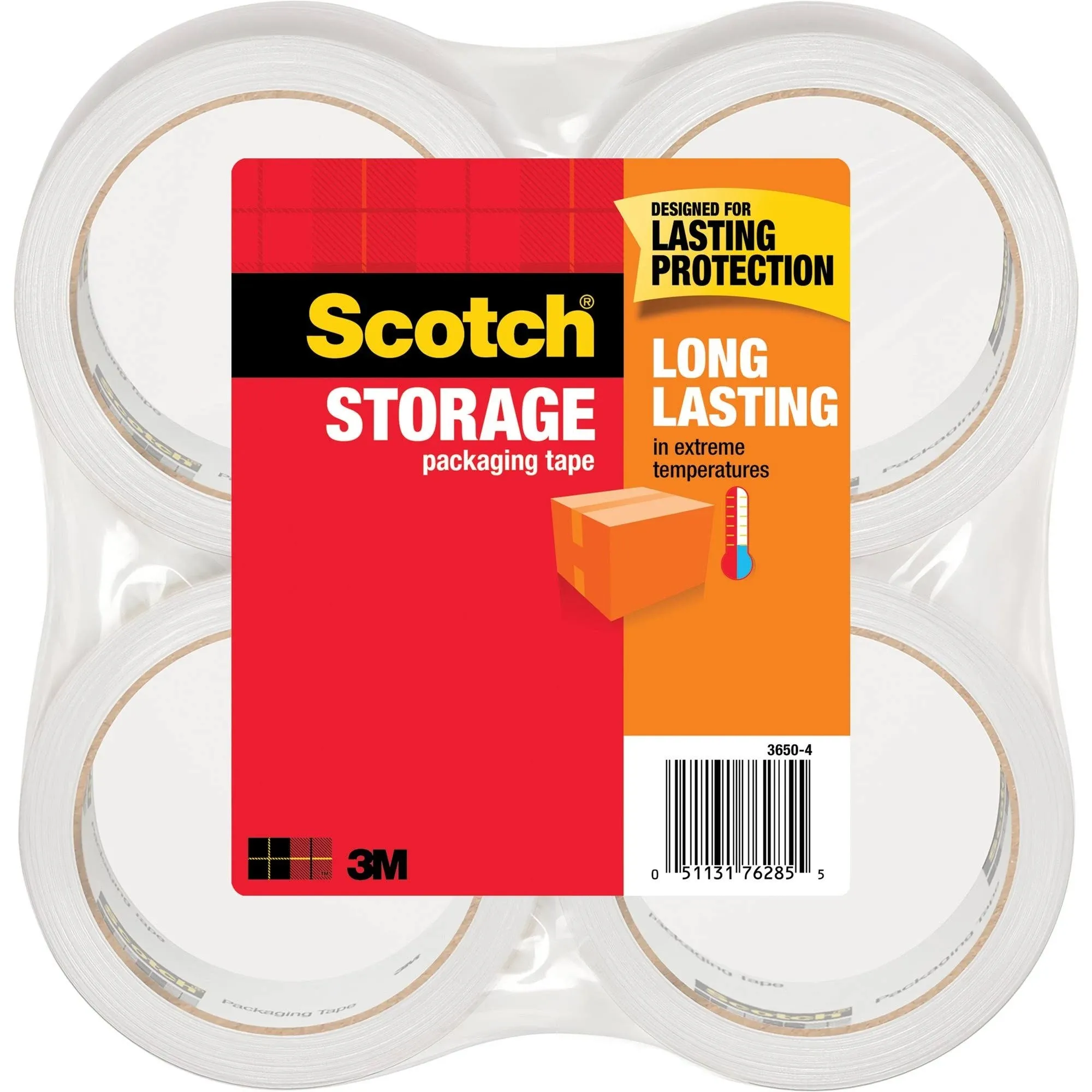 Scotch Long Lasting Storage Packaging Tape, 1.88 in x 54.6 yd, 4 Rolls