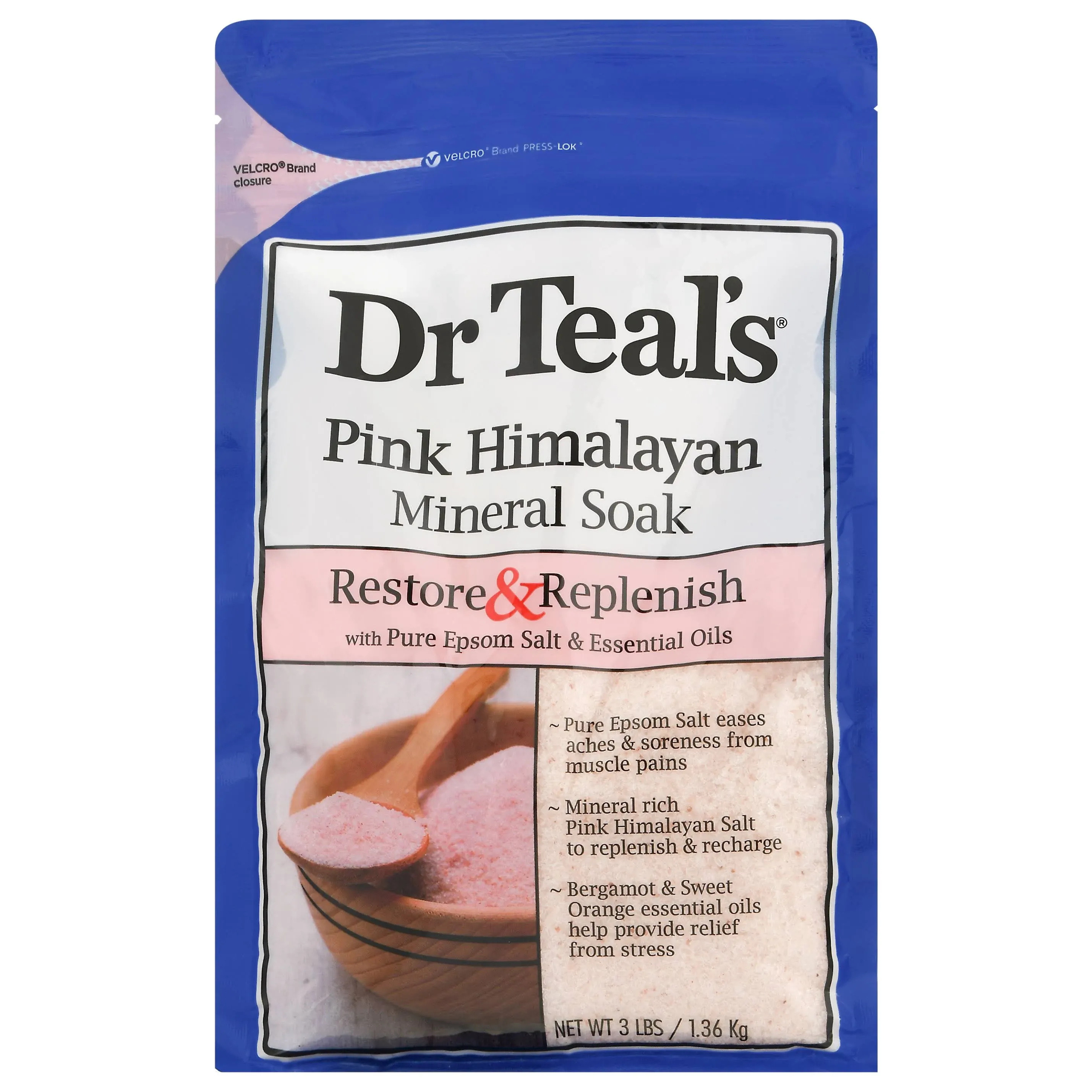 Dr Teal's Restore & Replenish Pink Himalayan Mineral Soak, 3 lbs.