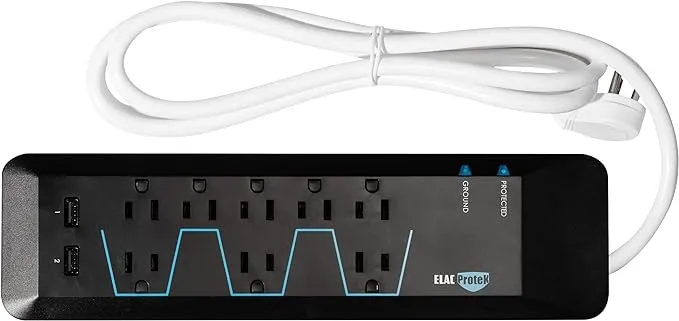 ELAC Protek 8 Outlet Surge Protector/Power Conditioner with Dual USBELAC Protek 8 Outlet Surge Protector/Power Conditioner with Dual USB