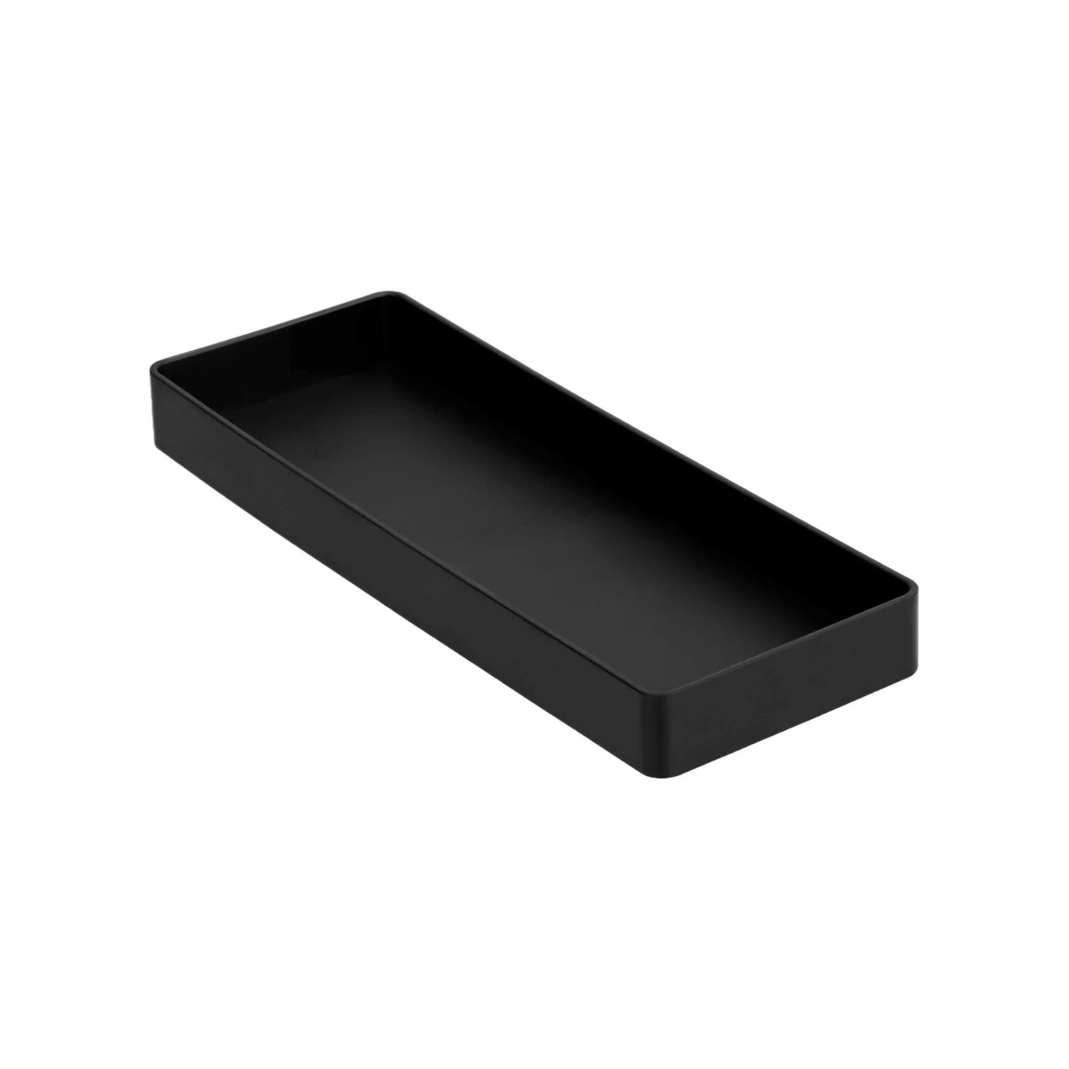 Half Accessory Rectangular Tray Durable Hard Plastic Desk Organizer Black