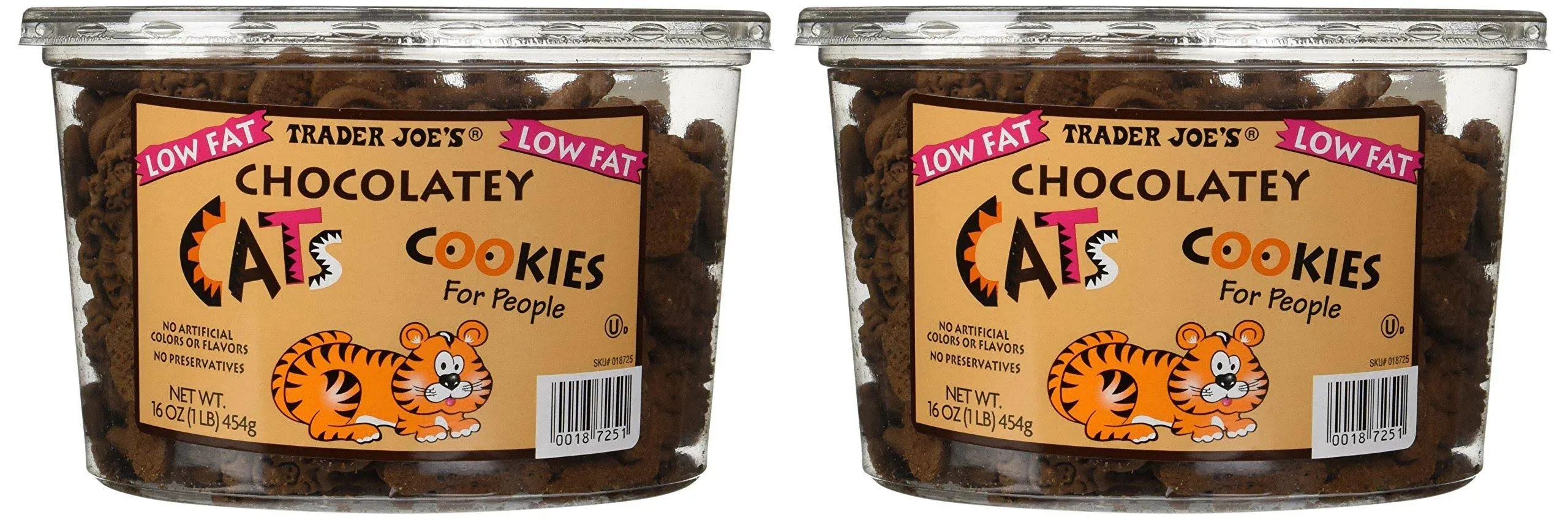 2 Pkgs. Trader Joe's Chocolatey Cat Cookies for People Net Wt. 16oz (1lb) 454g