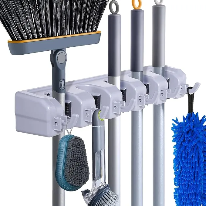 Broom Holder Wall Mount Broom Organizer Mop Holder Hanger Garden Tool Organiz...