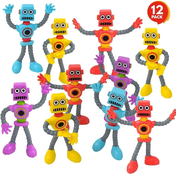 ArtCreativity Bendable Robot Figures, Set of 12 Flexible Men, Birthday Party Favors for Boys and Girls, Stress Relief Fidget Toys, Sensory Toys for Kids and Adults, Goody Bag Stuffers