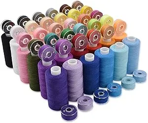 72Pcs 36 Colors Prewound Bobbins and Thread Spools for Hand & Machine Sewing, Emergency and Travel, DIY and Home, 36 Colors 400 Yards per Polyester Thread Spools