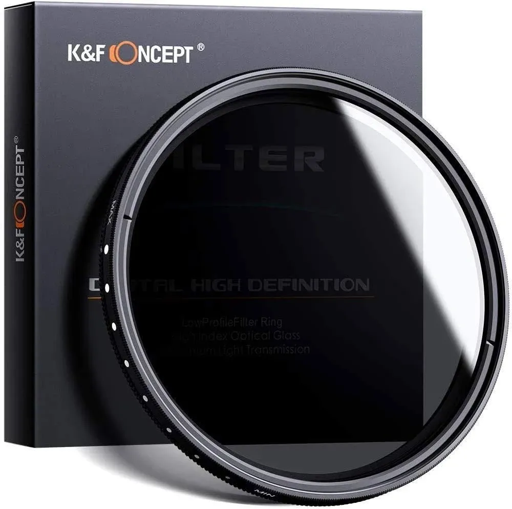 K&F Concept 77mm Variable ND2-ND400 ND Lens Filter (1-9 Stops) for Camera Lens, Adjustable Neutral Density Filter with Microfiber Cleaning Cloth