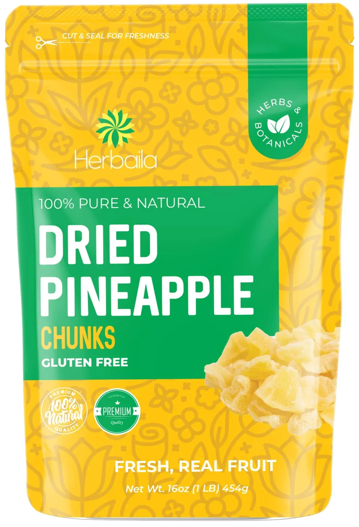 Herbaila 1 Pound. Dehydrated Pineapple Chunk, Dehydrated Pineapple Bulk Bits. All ...