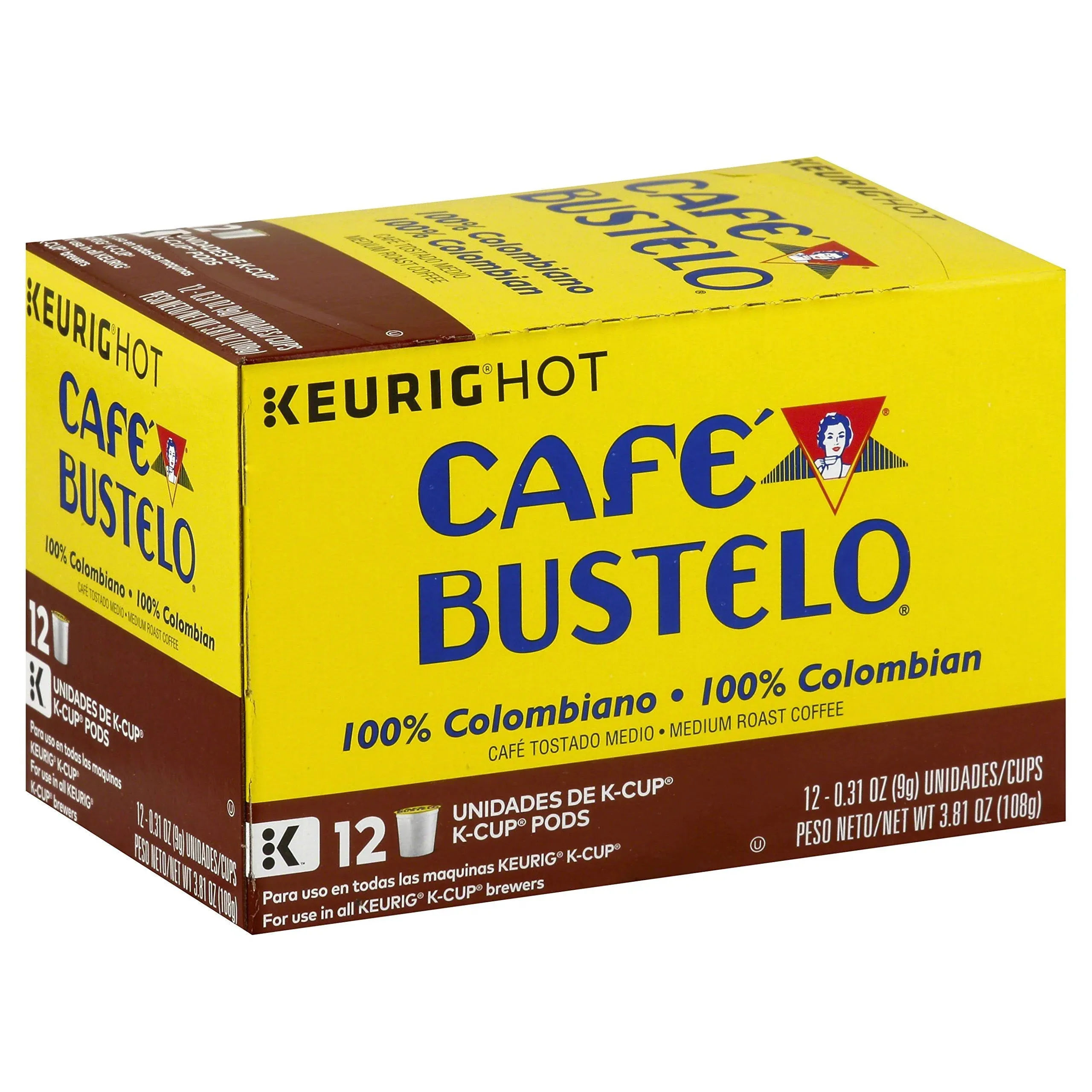 Café Bustelo Colombia, Columbian Blend Coffee, Keurig K-Cup Pods , 12 Count Box 