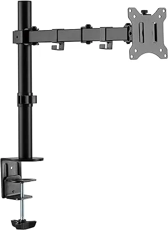 Amer Single LCD Monitor Desk Mount Stand Fully Adjustable/Tilt/Articulating for 1 Screen up to 32" (EZCLAMP), 1 Monitor (up to 32") Desk Clamp