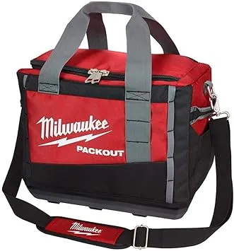 Milwaukee bag tool Milwaukee 48-22-8321 Tool Bag, 9.6 in W, 15 in D, 12.2 in H, 2 -Pocket, Polyester, Black/Red