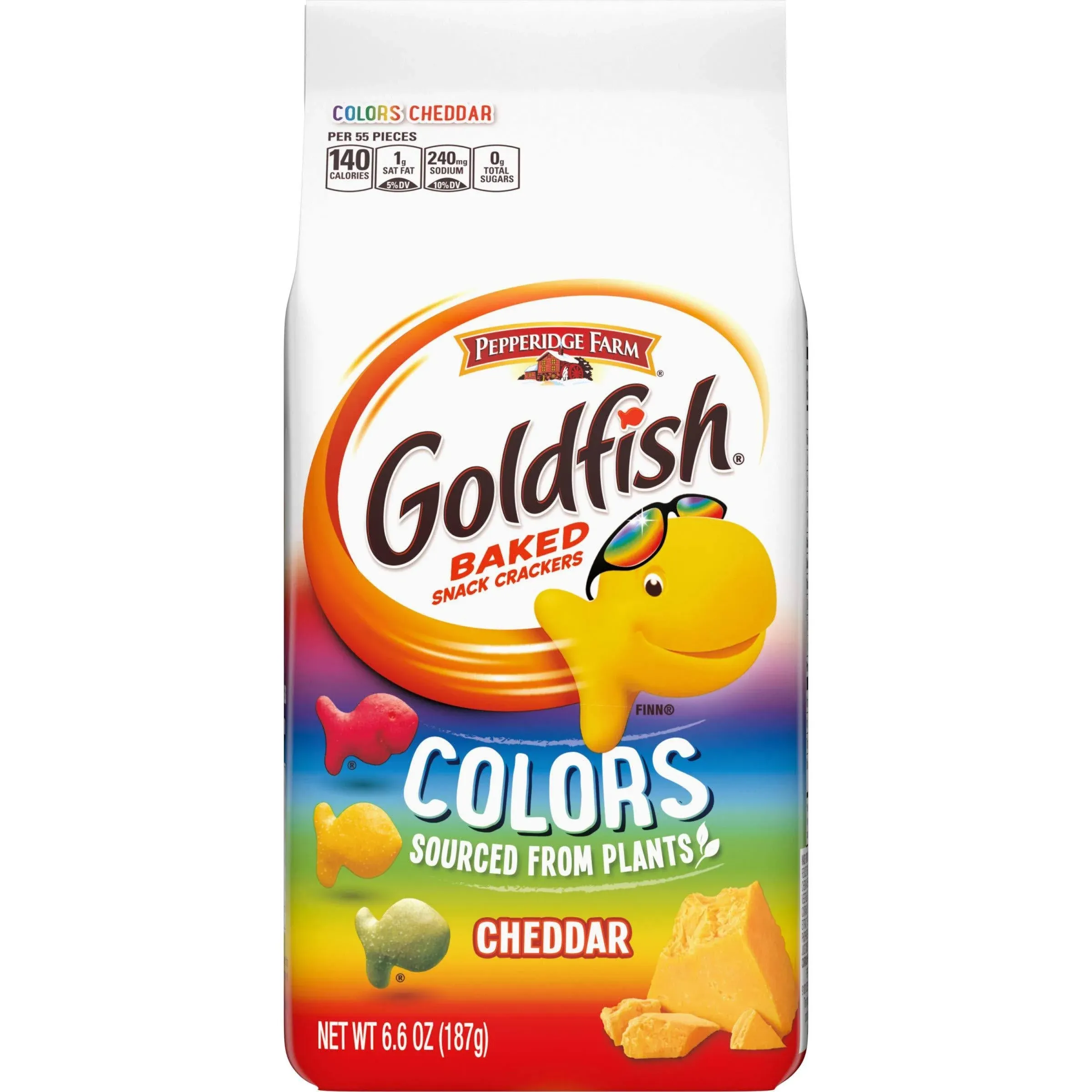 Goldfish Colors Cheddar Cheese Crackers, Baked Snack Crackers, 6.6 oz Bag