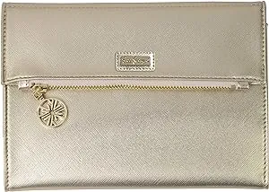 Lilly Pulitzer Women's Vegan Leather Gold Clutch Purse, Travel Wallet with Pocket Notepad, Metallic Gold