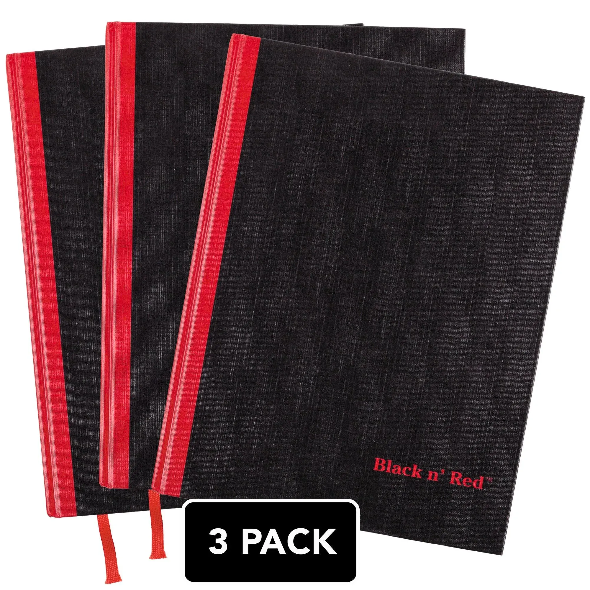 Black N Red Casebound Hardcover Notebook 3-Pack