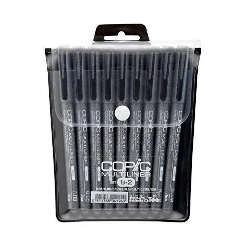 Copic Markers 9-Piece Multiliner Inking Pen Set B-2 Black (MLB2)