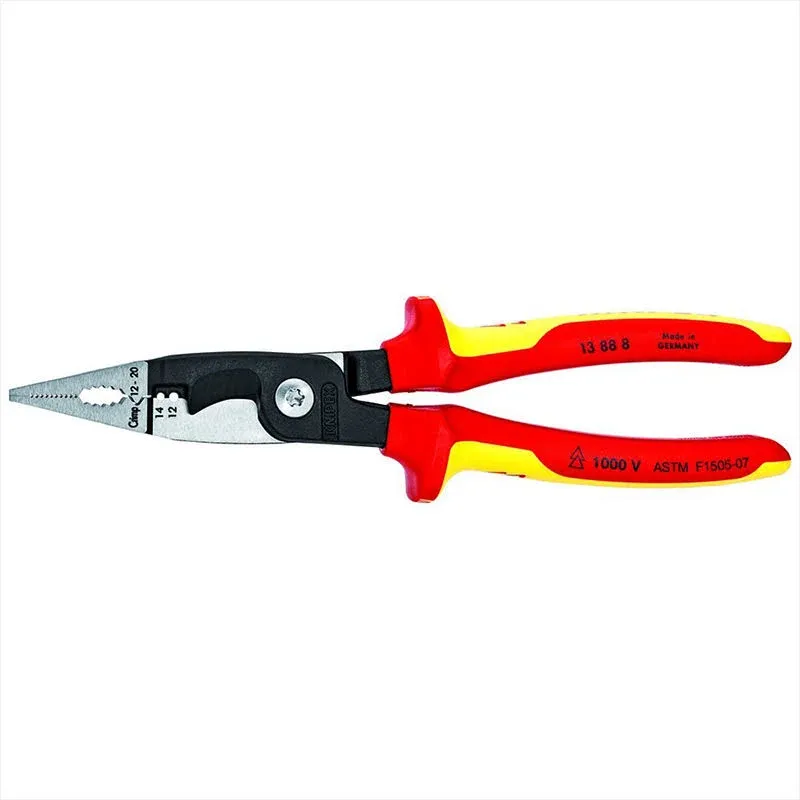 Knipex 13 88 8 US 6-in-1 Electrical Installation Pliers 12&amp;14 AWG1000V Insulated