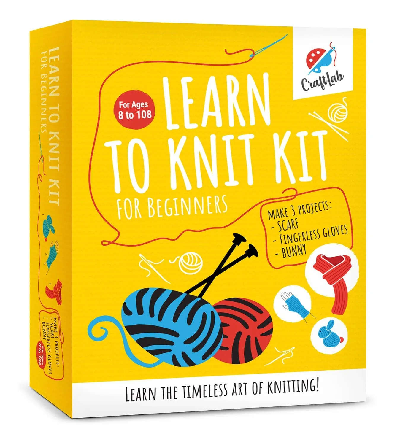 CraftLab Knitting Kit for Beginners, Kids and Adults Includes All Knit