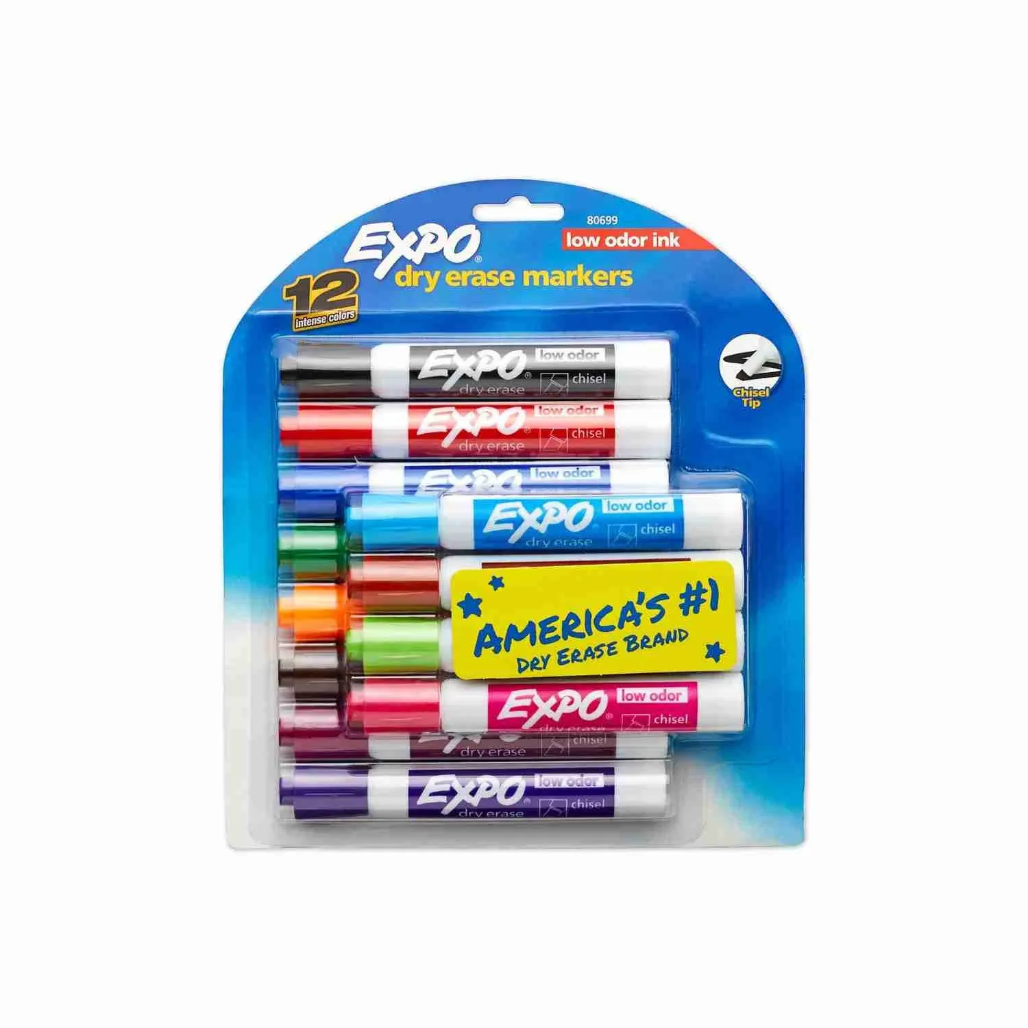 Expo Low Odor Dry Erase Markers Chisel Tip Assorted Colors 12 Count