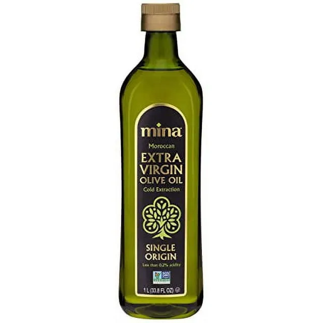 Mina Extra Virgin Olive Oil, New Harvest, Polyphenol Rich Moroccan Olive Oil, Single Origin Olive Oil, Cold Extraction, Less Than 0.2% Acidity, 33.8 Fl Oz (1Liter)