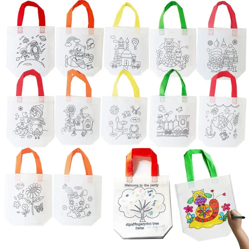 Sandflower Eco Reusable Coloring Carnival Animal Art Party Goodie Bags with 