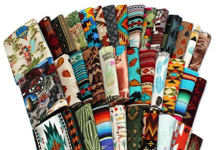 10 Fat Quarters - Southwest Southwestern Aztec Tribal Adobe Cliffs Desert Cactus Plains Basket Pottery Stripe Cotton Assorted Bundle M224.04