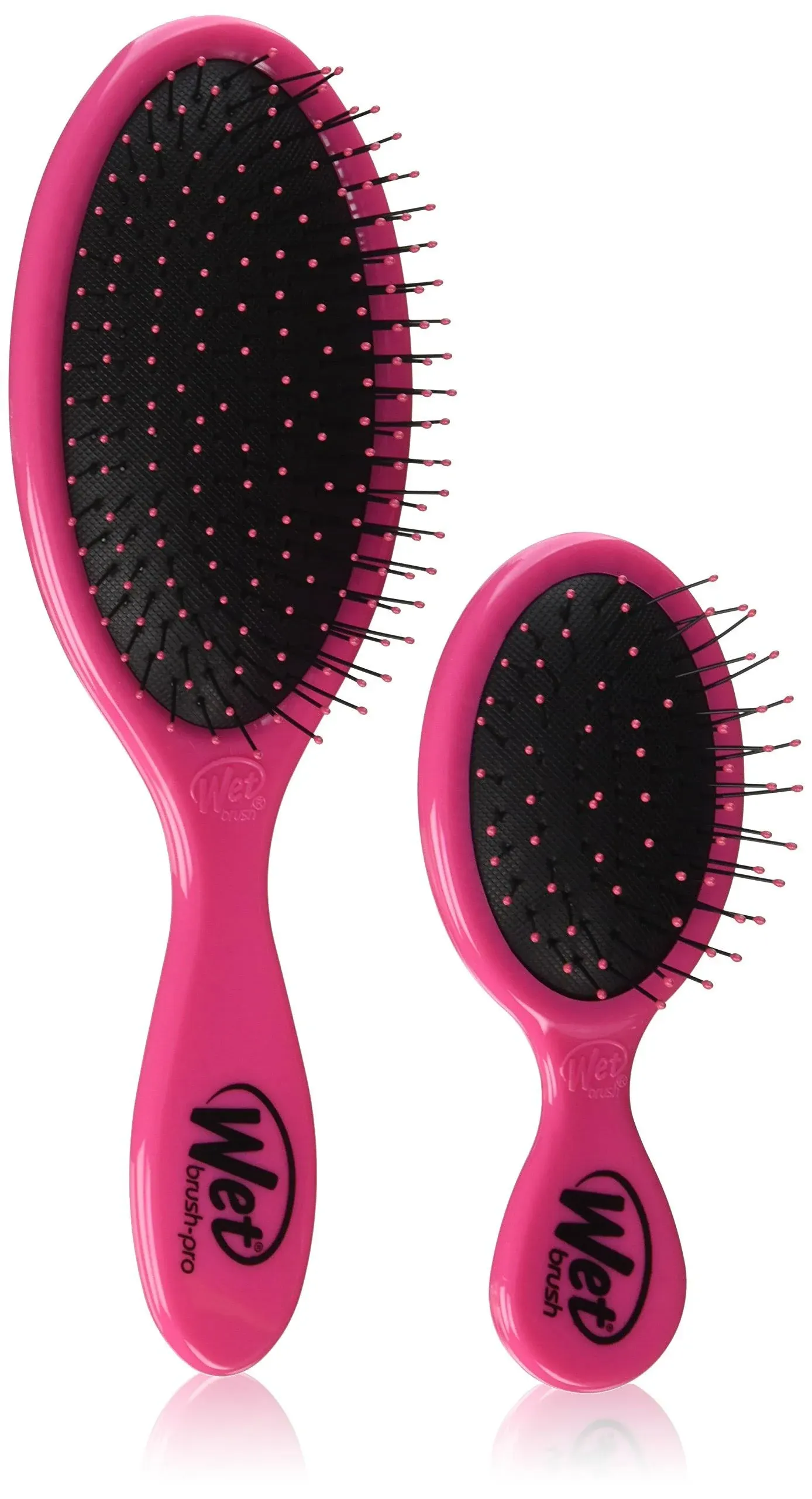 Wet Brush Detangling Hair Brush Set, Original Detangler & Mini Combo, Pink - Ultra-Soft IntelliFlex Bristles, Glide Through Tangles With Ease For All Hair Types - Pain-Free For Women, Men