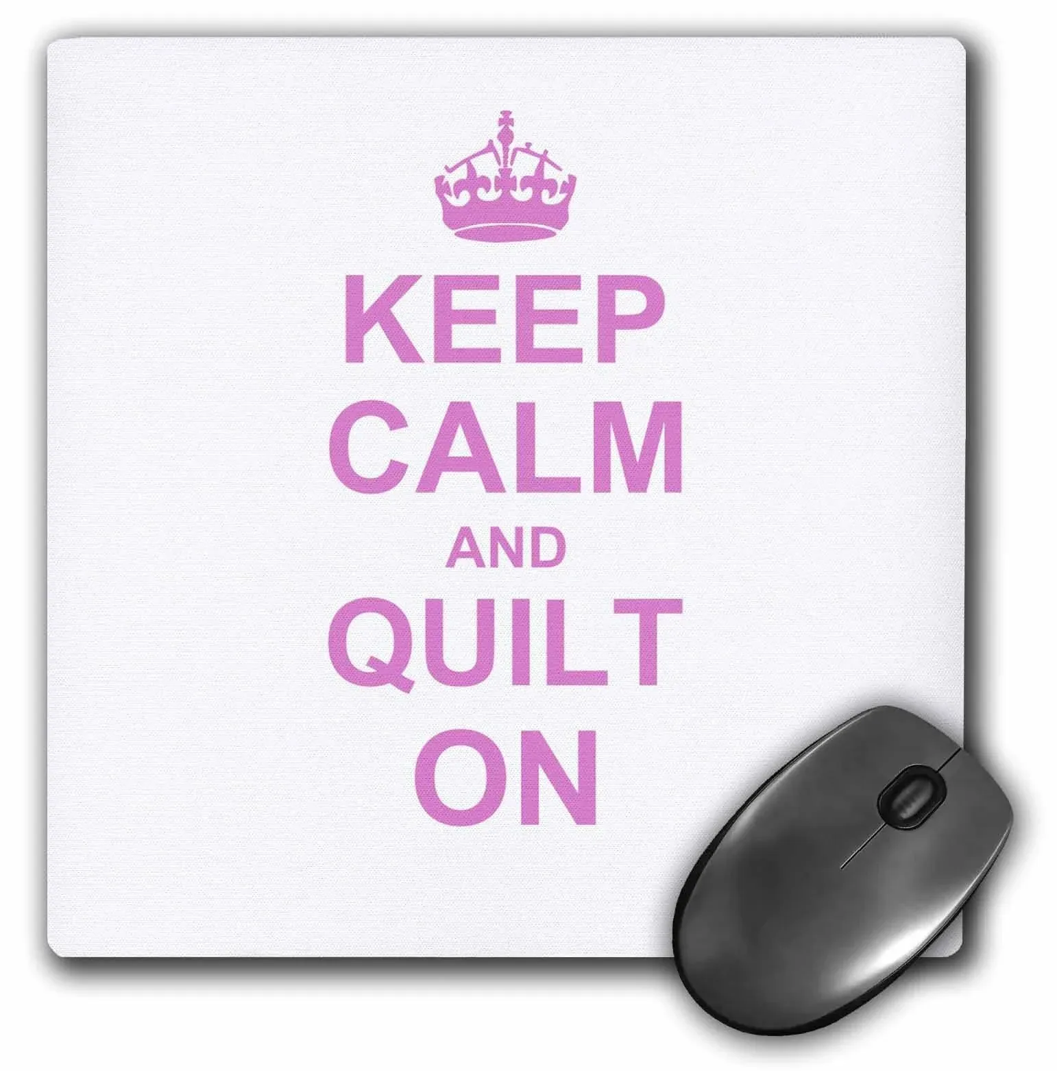 3dRose LLC 8 x 8 x 0.25 Inches Mouse Pad, Keep Calm and Quilt on Carry On Quilting Quilter Gifts Pink Fun Funny Humor Humorous (mp_157760_1)