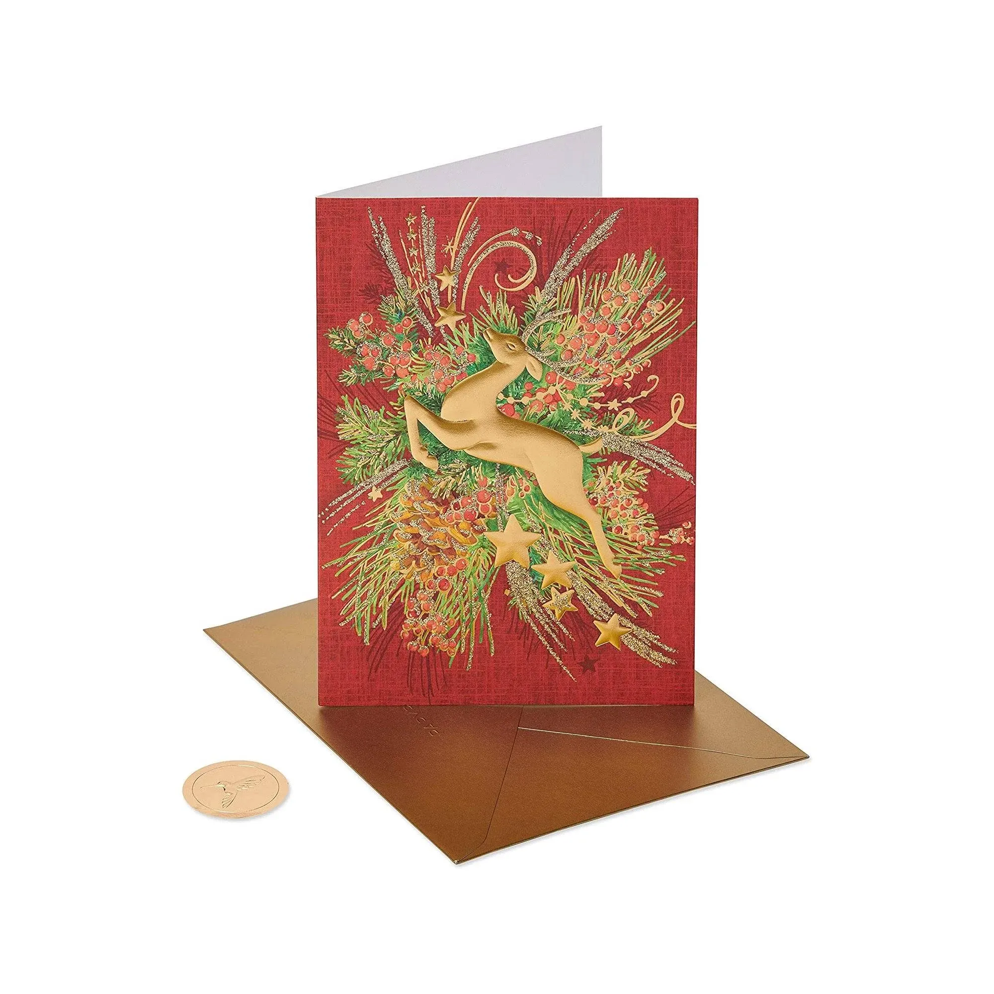 Papyrus Holiday Cards Boxed with Envelopes, Warm Wishes, Gold Reindeer (12-Count)