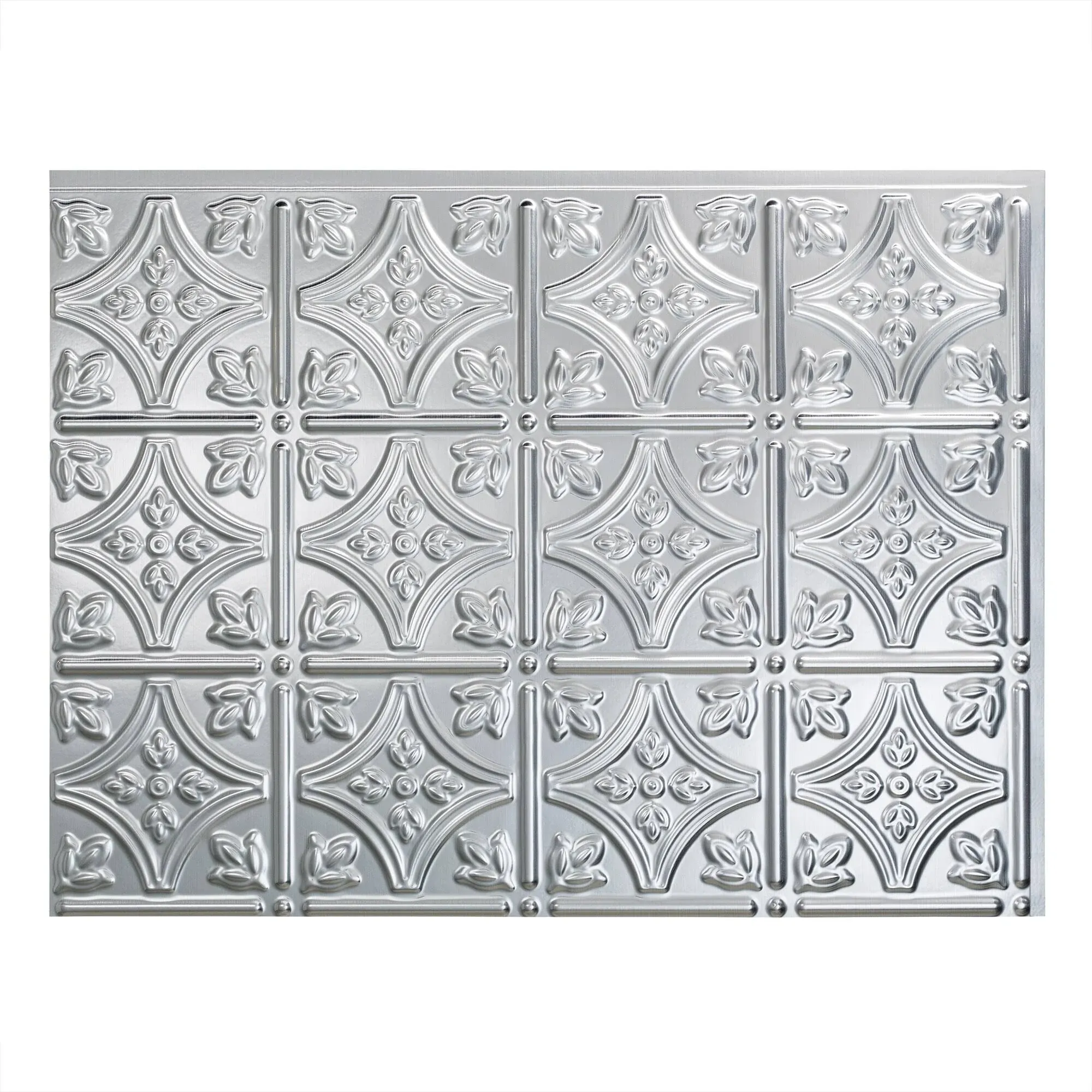 Fasade 18in x 24in Traditional Style/Pattern #1 Brushed Aluminum Backsplash Panel (5 Pack)