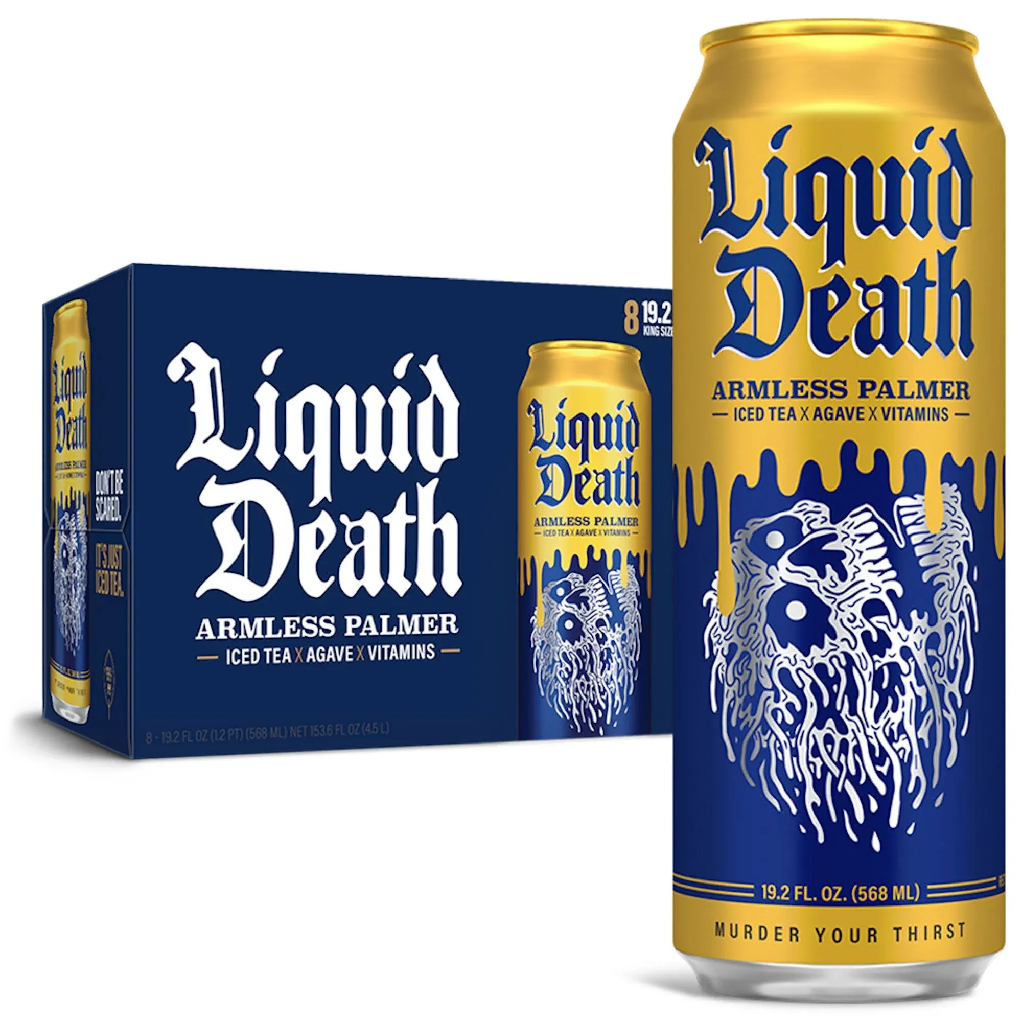 Liquid Death Iced Black Tea - Armless Palmer 19.2 oz King Size Cans