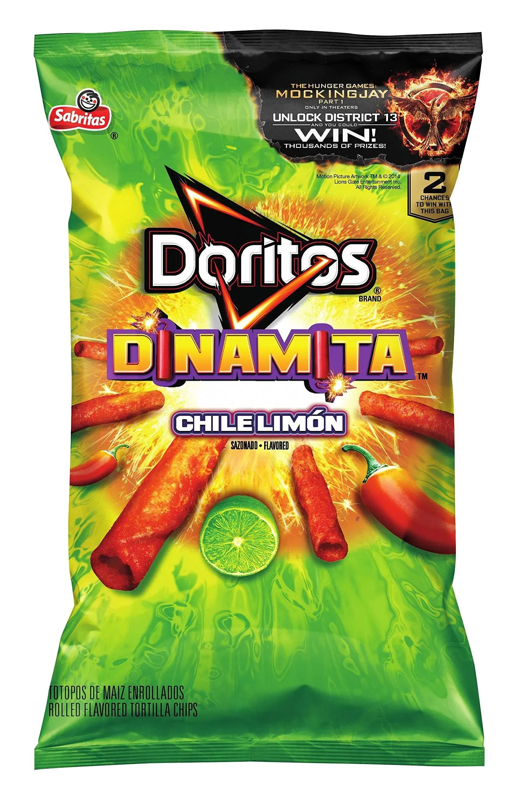 Doritos Dinamita Tortilla Chips, Chile Limon Flavored, Rolled - 9.25 oz