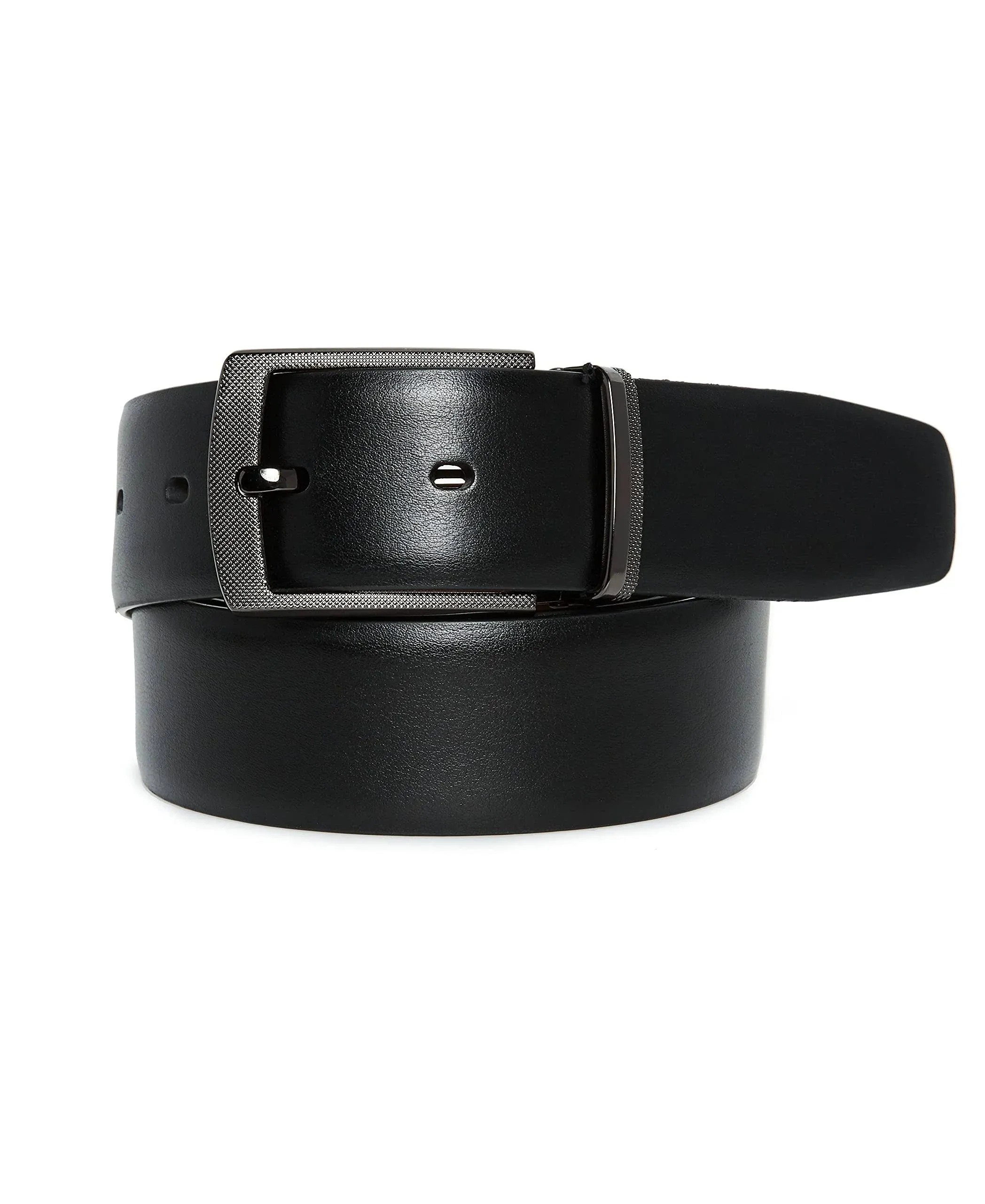 Perry Ellis Men's Textured Pattern Buckle Reversible Belt