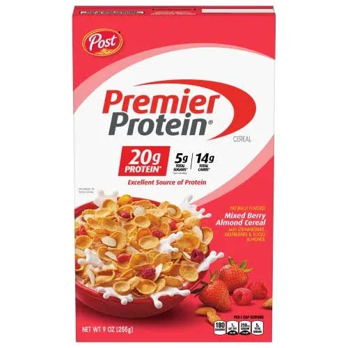 Post Premier Protein Cereal, Mixed Berry Almond - 9 oz