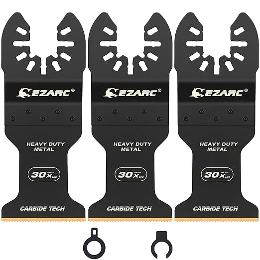 EZARC Oscillating Tool Blades Carbide Multitool Saw Blades for Hard Material, Hardened Metal, Nails, Bolts and Screws, 3-Pack