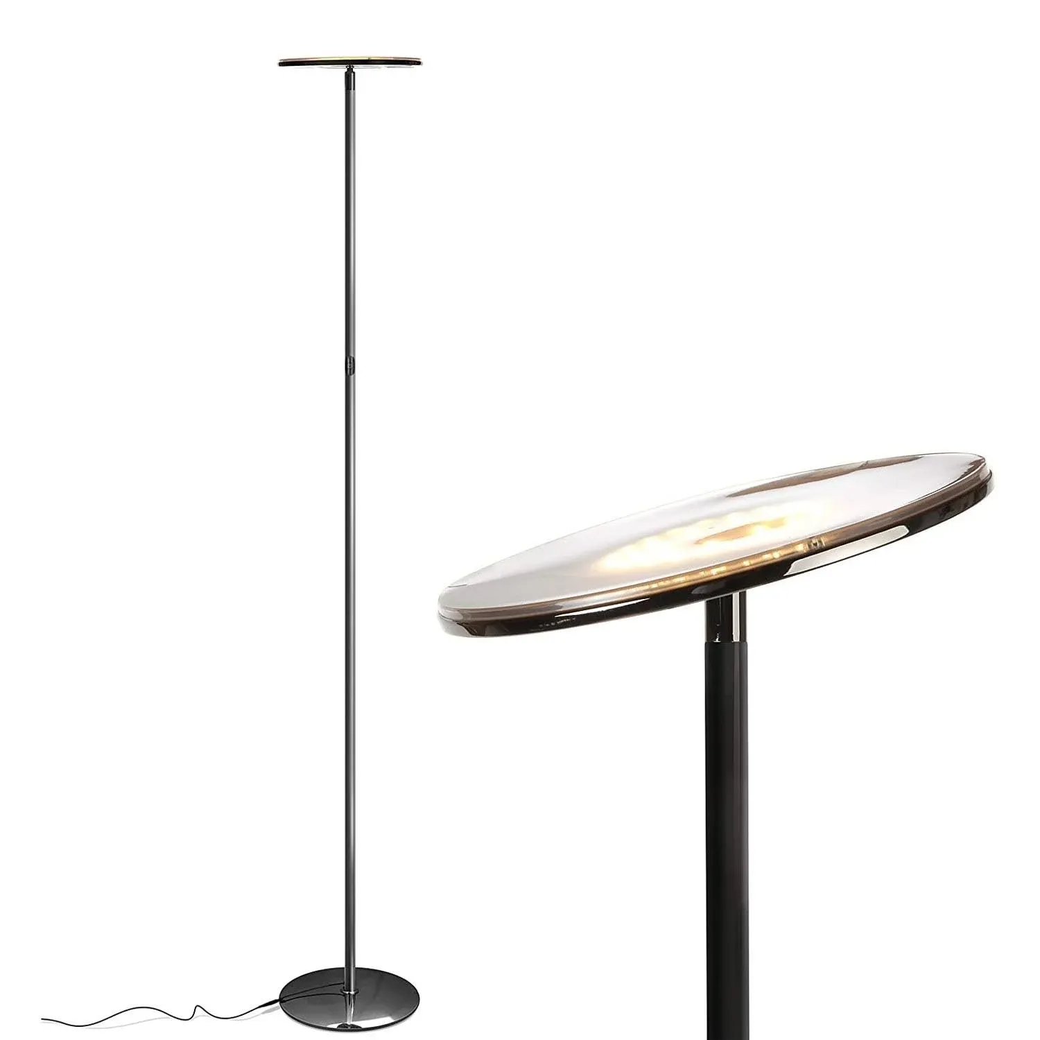 Brightech 63-in Classic Black Torchiere Floor Lamp