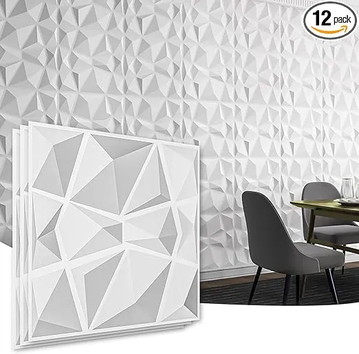 Art3d Textures 3D Wall Panels White Diamond Design