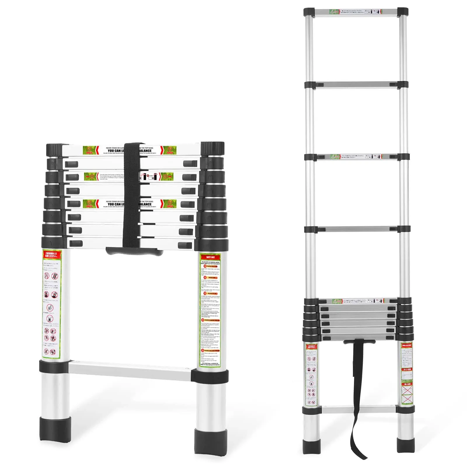 Telescopic Ladder, 8.5ft RIKADE Aluminum Telescoping Ladder with Non-Slip Feet ...