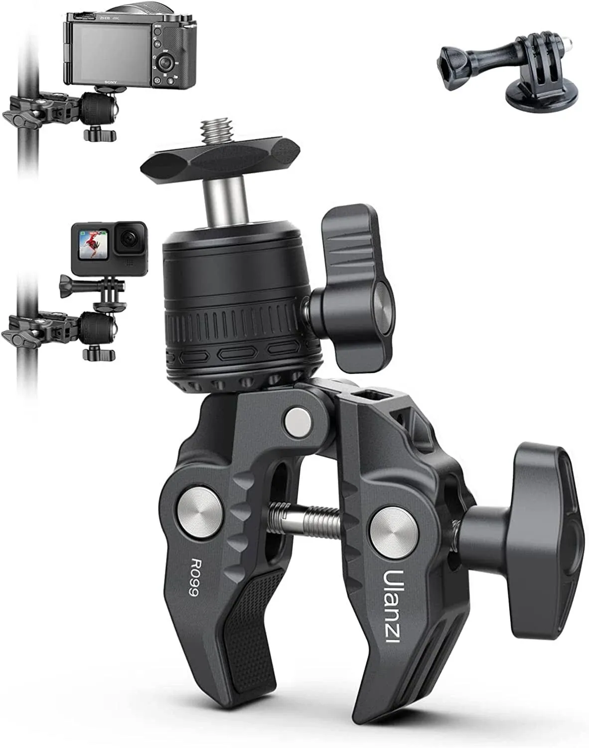 Ulanzi R099 Super Clamp with Mini Ball Head Monitor Mount