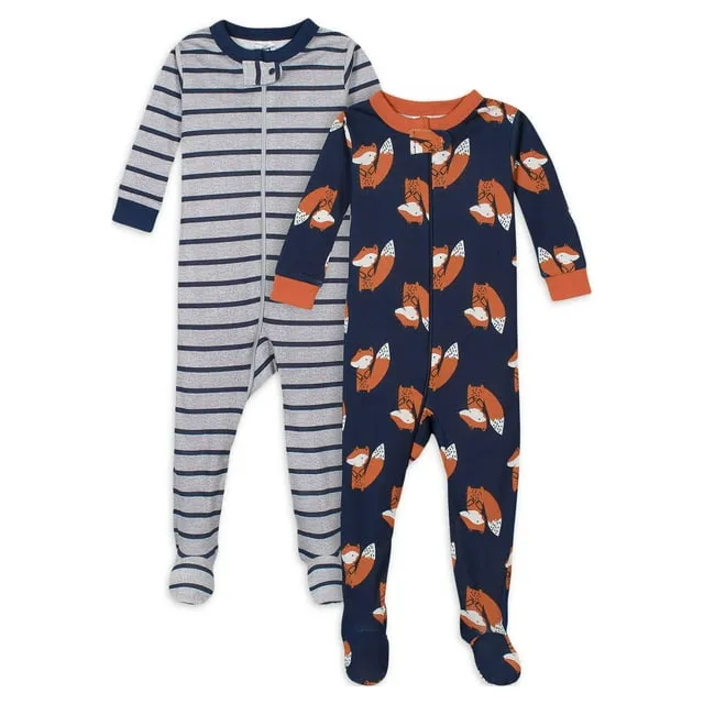 Gerber Baby Boys' 2-Pack Footed Pajamas, Grey Dinos Black Stripe Grey, 24 MonthsGerber Baby Boys' 2-Pack Footed Pajamas, Grey Dinos Black Stripe Grey, 24 Months