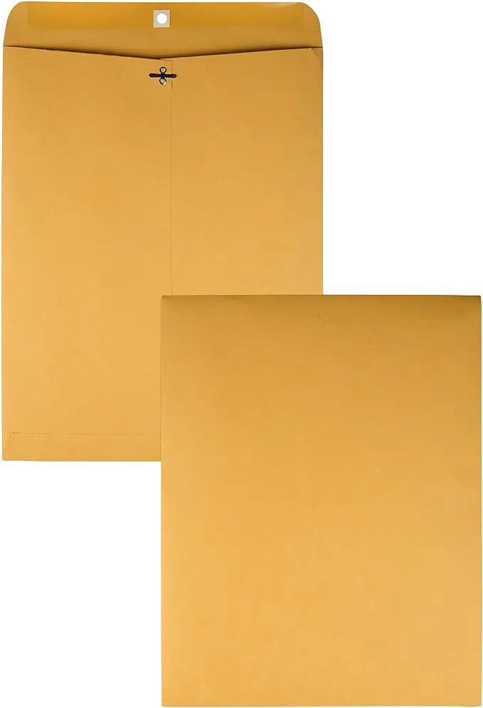 Quality Park Clasp Envelope 12 x 15 1/2 32lb Brown Kraft 100/Box