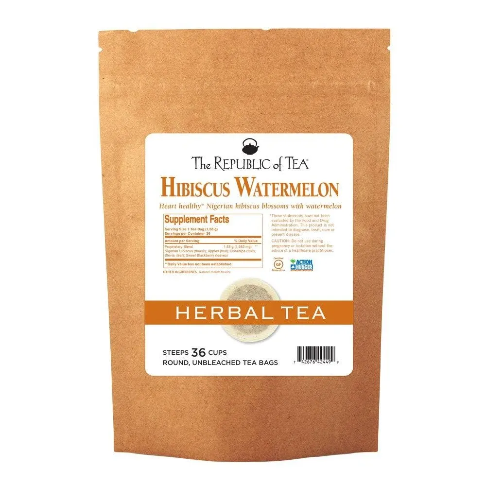 The Republic of Tea Hibiscus Watermelon Superflower Herbal Tea, 250 Tea Bags, Citrus Berry Flavored Tea