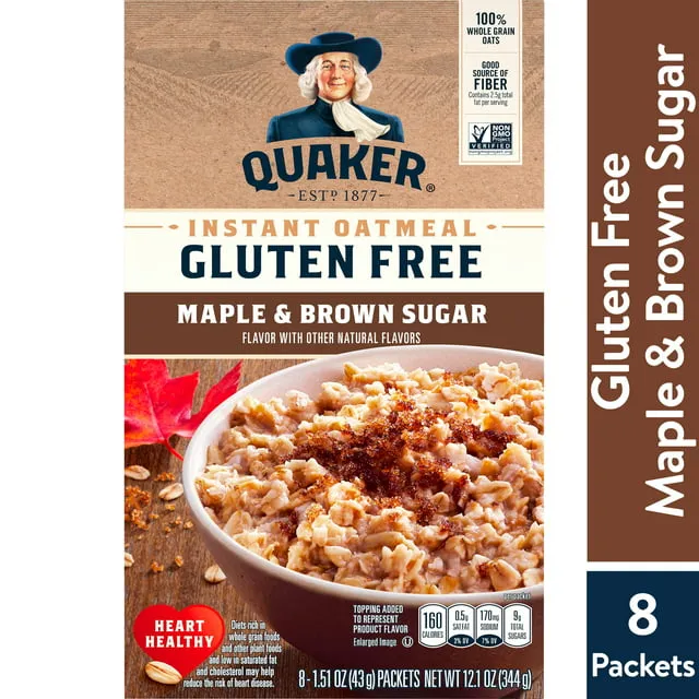 Quaker Instant Oatmeal, Gluten Free, Maple & Brown Sugar - 1.51 oz