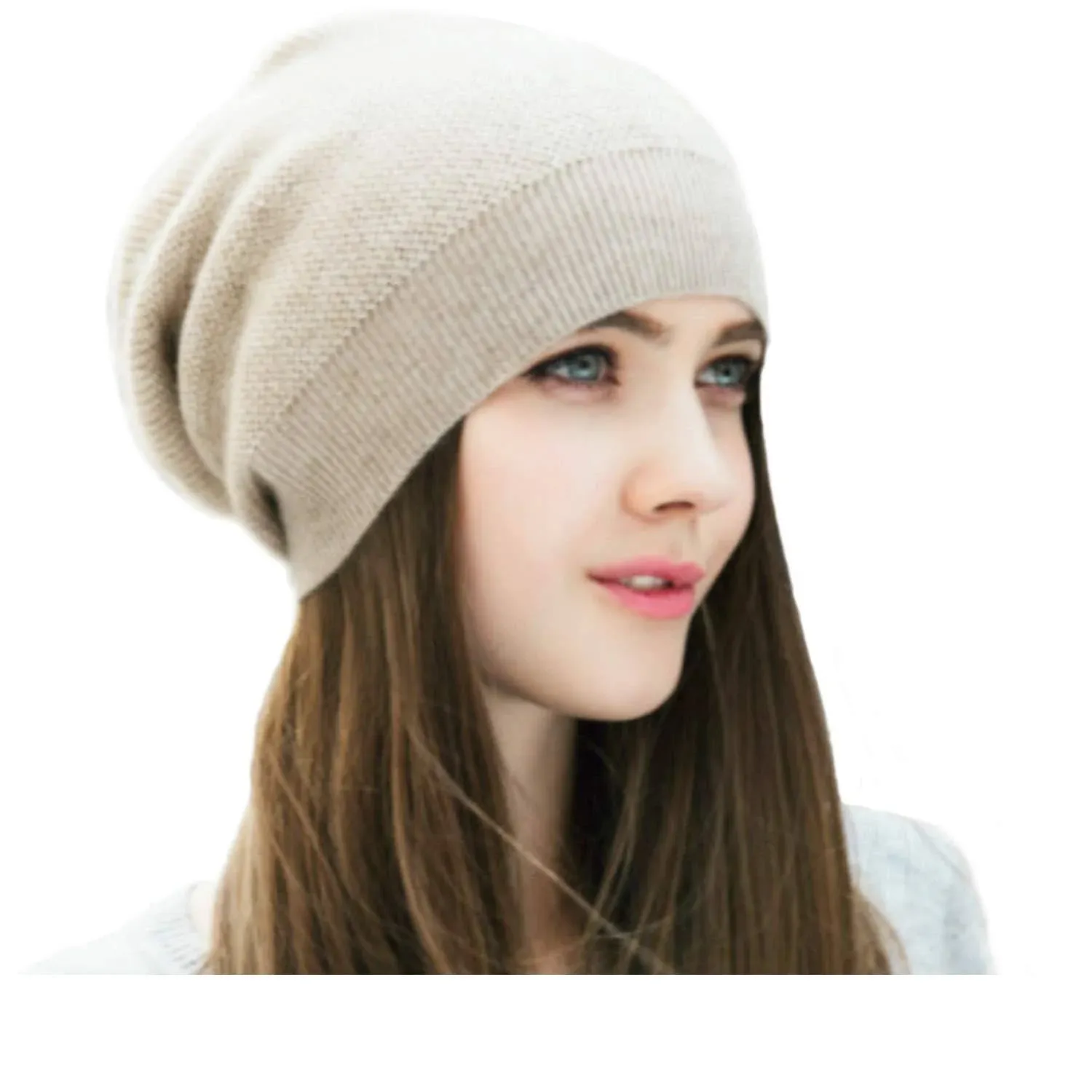 WaySoft 100% Cashmere Beanie for Women in a Gift Box, Oversized Women Beanie Hat