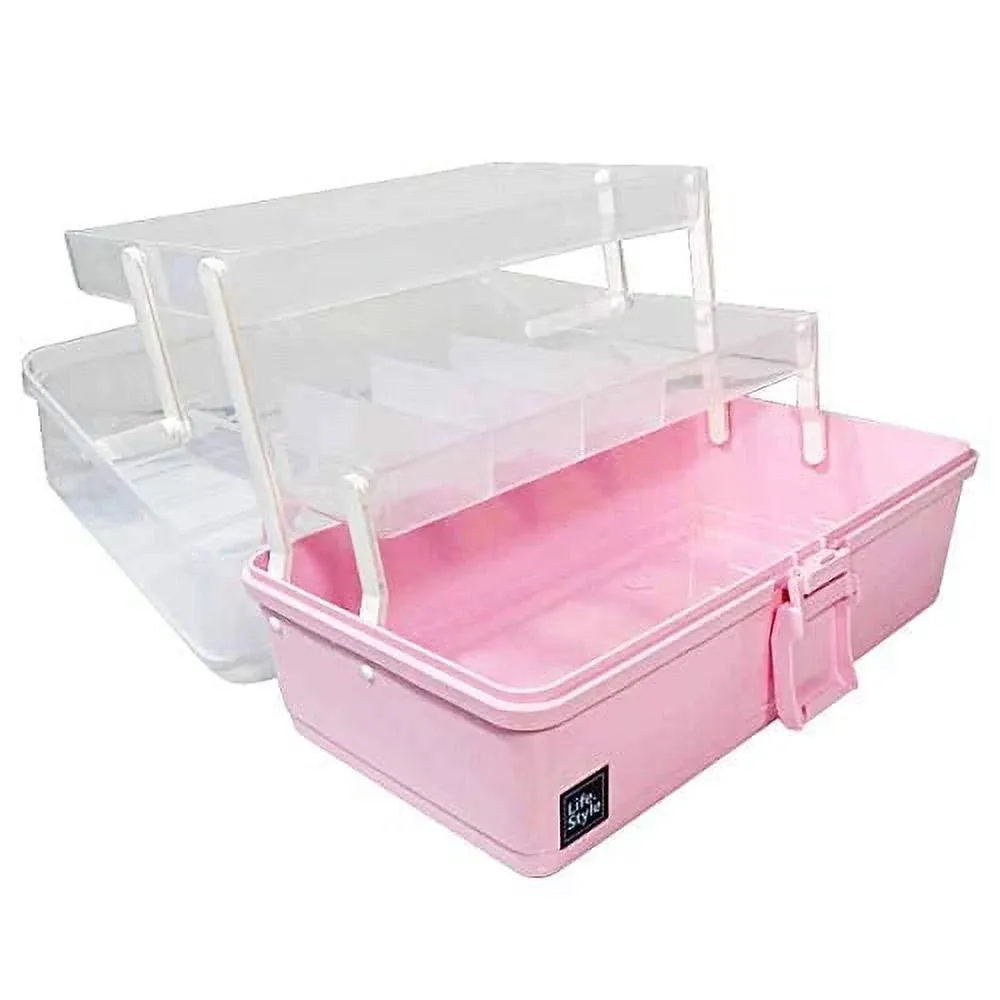 WEWLINE Art Supply Box 3-Layers Plastic Craft Box with Handle for Children Stude